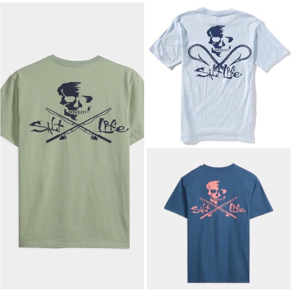 Lot‎ of 3 NWT Salt Life Mens Live Salty Skull Fishing T-Shirts Cotton Size Small